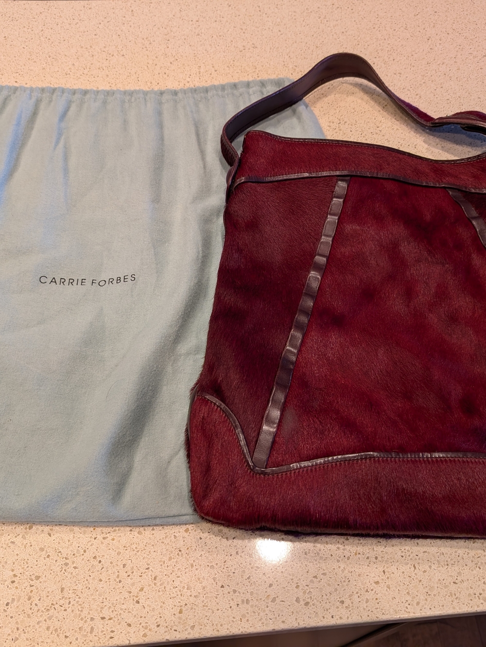Burgundy Haircalf Shoulder Bag